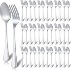 48 Pcs Spoons and Forks Set Stainless Steel Bulk Silverware Flatware Cutlery Sets Silver Metal Spoon Dinner Salad Forks for Kitchen Home Restaurant Party Dessert
