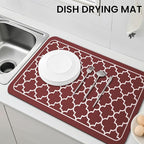WISELIFE Dish Drying Mat Super Absorbent Drying Mat Large Dish Drying Mats for Kitchen Counter Easy Clean Dish Mat Kitchen Drying Mat18"x 28" Stylish Red