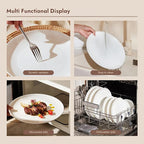 KINGSTONE 6-Piece Bone China Dinnerware Set for 2, Lightweight Porcelain Round Plates and Bowls Set, Durable Scratch Resistant Ceramic Dinner Set, Microwave & Dishwasher Safe, Ivory White