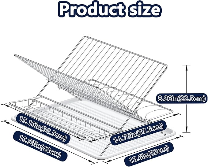 Stainless Steel Dish Drying Rack,Collapsible Dish Racks 2 Tier Foldable Dish Drainers for Large Capacity Wire Expandable