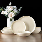 AmorArc Ceramic Dinnerware Sets,Handmade Reactive Glaze Stoneware Plates and Bowls Sets,Highly Scratch Resistant | Dishwasher & Microwave Safe Dishes Set,Service for 4 (12pc)