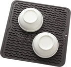 MicoYang Silicone Dish Drying Mat for Multiple Usage,Easy clean,Eco-friendly,Heat-resistant Silicone Mat for Kitchen Counter or Sink,Refrigerator or Drawer liner Coffee M 12 inches x 12 inches