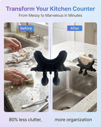 Cute Hanging Sponge Holder with Drainage, 3D Printed Sponge Holder, Funny Sponge Stand for Kitchen Sink, Keeps Your Sponge Dry & Smiling, No sponge ﻿ (Black)