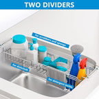 Over The Kitchen Sink Caddy Sponge Holder Organizer Drying Rack Expandable for Sponge Brush Soap Dish Cloth Rag Smaller 14.5" to 22", Stainless Steel
