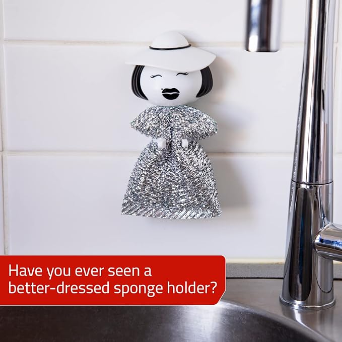 Peleg Design Mrs. Sponge Kitchen Sponge Holder - Plastic Dish Sponge Holder for Kitchen Sink, Dries All Types of Sponges - Kitchen Sink Organizer, Decor, and Unique Gift Idea - Sponge Included