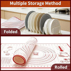 Silicone Pastry Baking Mat 16x24 Inch Large - Non-Stick Non-Slip Dough Rolling Mat with Measurement Markings for Kneading Pie Pizza Cookies Fondant Making Kitchen Counter Pad