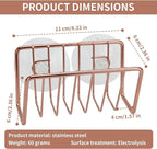 Soap Sponge Holder for Kitchen Sink Shower, No Drilling. Rustproof Stainless Steel, Wall Mounted Soap Holder Soap Tray Bar Holder with Suction Cups for Bathroom & Kitchen. Rose Gold.