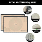 Extra Large Silicone Pastry Mat for Counter Rolling Dough,26x16 Inch,0.75mm Thick,Non Slip Silicone Baking Mat with Measurement(26 x 16 In,Grey)