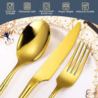 Bamboo Flatware Set Gold Silverware Set Stainless Steel Cutlery Set 20 Pieces with Bamboo Pattern Handle Hand Forged Restaurant Hotel Party Use Wedding Housewarming Gift Service for 4 Shiny Polished