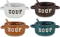 ZENVY Soup Bowl Set of 4 | Ceramic Soup Bowls and Spoons | 22 Ounce (Speckled)