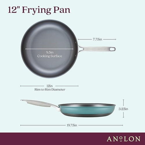 Anolon Achieve Hard Anodized Nonstick Frying Pan/Skillet, 12 Inch, Teal