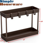 Simple Houseware 2-Tier Under Sink Organizer Storage Tray with Hooks, Brown