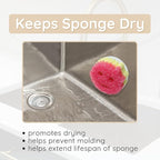 BeraTek Smiley Face Sponge Holder for Kitchen Sink - Stop Soggy Sponges, In Sink Sponge Holder with Suction Cup - Sponge Caddy Fits Most Happy Face Sponges - Combo Pack 1 White, 1 Black, and 1 Pink