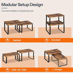 HOOBRO Spice Rack Set of 2, Kitchen Counter Organizer, Kitchen Storage, Cabinet Organizer Shelf, Nest, Stackable, Side-by-Side & L-Shape for Cabinet, Kitchen, Rustic Brown and Black BF33TL01