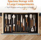 Lifewit Utensil Organizer for Kitchen Drawers, Expandable Cooking Utensil Tray, Adjustable Cutlery Silverware Flatware Holder, Plastic Spatula Tools Storage Divider, 18- 30 x 18.5", Black