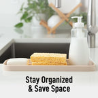 Zulay Kitchen Large Silicone Sponge Holder (12x4) – Flexible Sink Organizer Tray for Kitchen & Bathroom – Multipurpose Soap Dish for Sponges, Makeup, Trinkets & More (Ivory)
