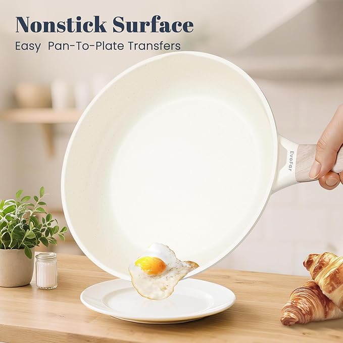Granite Frying Pan, 11 Inch Non Stick Frying Pans, Lightweight Nonstick Pans for Omelets & Eggs, PFOA & PFAS Free Non-toxic Cookware Chef's Pan, Induction Compatible Fast & Even Heat Skillet