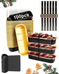 100 Pack Mini Loaf Pans with Lids, Spoons & Stickers – Disposable Aluminum Foil Baking Cake Containers for Oven, Air Fryer & Freezer – Ideal for Cakes, Bread, Pudding, Parties & Gifting, Black