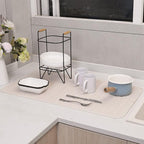 MicoYang Silicone Dish Drying Mat for Multiple Usage,Easy clean,Eco-friendly,Heat-resistant Silicone Mat for Kitchen Counter or Sink,Refrigerator or Drawer Liner Tapioca 4XL 32 inches x 18 inches