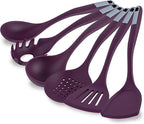 Restaurantware Silicone Utensil Set Pack of 1 Non-Slip Handle 6-Piece Kitchen Tool Set, Heat-Resistant Dishwasher-Friendly Cooking Accessories, Durable Purple Cooking Utensils
