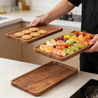 VERTORGAN 2 Pack Acacia Wood Serving Tray,11.8x5.9 Inch Decorative Trays Platter for Coffee Table,Living Room,Bar,Party,Mini Charcuterie Boards Cheese Board,Home Decor