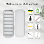 Silicone Sponge Holder Kitchen Sink Organizer Tray Dish Caddy Soap Dispenser, Scrubber Spoon Holder,Dishwashing Accessories 2 Pack (White)