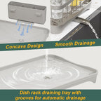 LIYI Dish Drying Rack, Adjustable Spout Design,Kitchen Dish Racks,Made of Iron Material,with Removable Draining Board,Suitable for Kitchen and Caravan Use Scenarios,Grey
