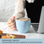 Coffee Mugs Set of 4, Stoneware 16 Oz Coffee Mugs for Cappuccino Latte Cocoa and Tea, Ceramic Coffee Cups with Handle,Sky Bule Mugs for Housewarming Gifts, Microwave and Dishwasher Safe