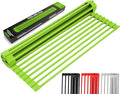 Zulay Kitchen Large Roll Up Dish Drying Rack - Heavy Duty Silicone Wrapped Steel Rods Over Sink Dish Drying Rack - Versatile Roll Up Sink Drying Rack & Trivet - Green,20.5 inches x 13 inches