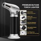 TBTEEK Butane Torch, Kitchen Torch Cooking Torch with Safety Lock & Adjustable Flame for Cooking, BBQ, Baking, Brulee, Creme, DIY Soldering(Butane Not Included)