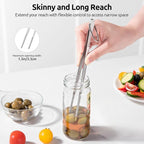 U-Taste 8in Kitchen Plating Tweezer: 18/8 Stainless Steel Food-Grade Metal Food Tong, Seamless-Welding, Sturdy and Flexible with Non-Slip Tips for Serving, Decorating, Cooking, Baking (Pointed Tip)