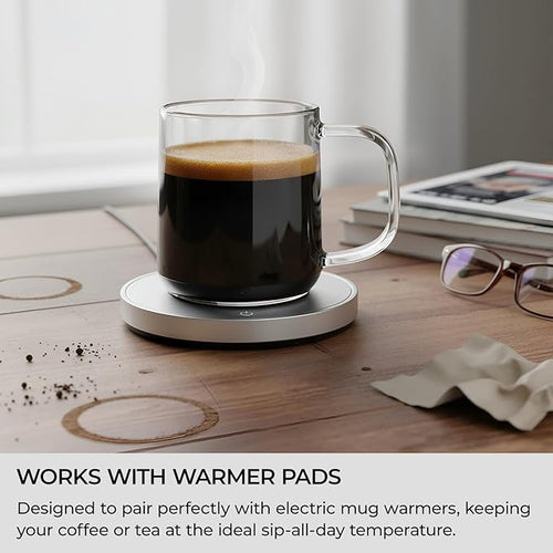 Aquach Glass Coffee Cups, 16 oz Large Clear Drinking Glasses, Dishwasher & Microwave Safe, Everyday Use for Coffee Tea Juice, Home Office Kitchen Essentials, 2-Pack
