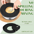 Mixing Bowls with Lids Set - 5 Nesting Mixing Bowls, 3 Grater Attachments, Airtight Lids, Stainless Steel Mixing Bowls for Mixing & Serving, Size 1.5/2.1/3.5/4/4.5 QT, Black