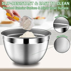 Mixing Bowls with Lids Set, Stainless Steel Mixing Bowls with Colander, Strainer with Mixing Bowl Set, Serving Bowl Kitchen Gift, Size 4.5, 2.5, 2, 1.5QT - Black