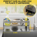 Kitchen Sink Caddy Organzier with Sponge Holder and Removable Drip Tray for Kitchen Sink, 304 Stainless Steel Organize for Sponge Soap Dish Brush Storage Accessories(Grey)