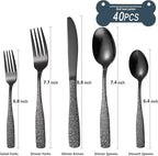 Skull Embossed Silverware Set for 8,OIULO 40-Piece Black Flatware set,Unique Gothic Pattern Design,Mirror Finished Fine Vintage Cutlery,Halloween Tableware Knives Fork Spoon Utensils Kitchen