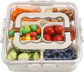 Divided Serving Tray with Lid and Handle, Portable Snack Box Container, 6 Compartments Veggie Fruit Snackle Tray,Charcuterie Box Container for Party, Travel, Entertaining,Picnic, MEDIUM SIZE