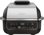 Ninja EG201 Foodi 6-in-1 Indoor Grill with Air Fry, Roast, Bake, Broil, & Dehydrate, 2nd Generation, Dishwasher Safe, Black/Silver