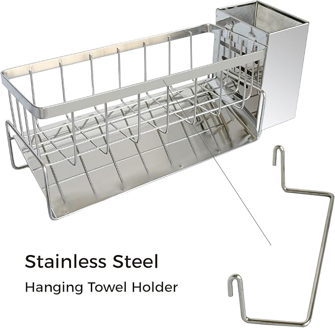 Sponge Holder for Kitchen,soap dispenser holder,multifunctional Stainless Steel sink caddy with Brush Holder,bathroom sink Organizers for Essentials,hand sanitizer holder,toothbrush Toothpaste holder