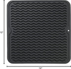 MicoYang Silicone Dish Drying Mat for Multiple Usage,Easy clean,Eco-friendly,Heat-resistant Silicone Mat for Kitchen Counter or Sink,Refrigerator or Drawer liner Black M 12 inches x 12 inches