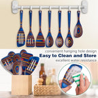 Wooden Spoons for Cooking, Pakkawood Kitchen Utensil Set Spectrum Color, Premium Durable Wooden Utensils for Nonstick Cookware, Heat Resistant, Smooth Finish, Comfortable Grip, 7 Piece