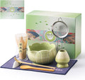 Matcha Whisk Set, Ceramic Matcha Set 8 Pcs, Matcha Kit Set Includes Matcha Bowl, Matcha Whisk and Holder, Bamboo Scoop and Rest, Sifter and Tea Towel, Ideal Gift for Family/Friend (Green)