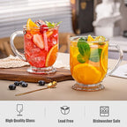 Glass Coffee Mugs Set of 2, 22 oz Large Capacity Glass Mugs with Handles, Clear Coffee Mug with 2 Spoons, Ideal for Latte, Espresso, Juice, Tea