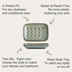 Miamolo Ceramic Soap Dish for Shower, Non-Slip Bar Soap Saver Tray Bar for Bathroom Kitchen Sink Bathtub, Easy to Clean, Dishwasher Safe, Raised Pattern - Keep Soap Dry, Dark Green