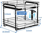 2-Tier Spice Rack Organizer, Pull Out Spice Rack for Cabinet, Height Adjustable Heavy Duty Metal Basket for Inside Cabinet & Pantry (11.5''Wx10.5''Dx9.5''H)