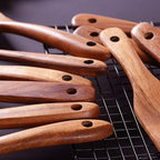 Wooden Spoons for Cooking,GUDAMAYE 10 PCS Wooden Kitchen Utensils Set,Wooden Cooking Utensils For Non-stick Pan,Teak Wood Utensils Set,Spurtles Kitchen Tools As Seen On Tv