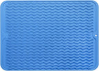 MicoYang Silicone Dish Drying Mat for Multiple Usage,Easy clean,Eco-friendly,Heat-resistant Silicone Mat for Kitchen Counter or Sink,Refrigerator or drawer liner Lichen BlueL L 16 inches x 12 inches
