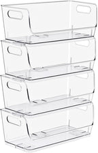 Sorbus Stackable Storage Bins Open Front, Clear Stackable Storage Bins, Pantry Bins for Storage and Organization, Acrylic Stackable Bins for Kitchen, Clear Pantry Organizer Bins (Small Wide 4 Pack)