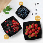 R-kay 6 Pack Square Plastic Serving Bowls - Black Plastic bowls 32 Oz - Premium Black Disposable bowls Heavy Duty For Weddings Catering And Birthday parties