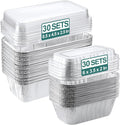 60 Pack Disposable Aluminum Loaf Pans with Lids Combo Set - 30 Pack 8.5x4.5x2.5 Foil Loaf Pans & 30 Pack 6x3.5x2 Mini Tin Foil Baking Pans Tin Trays Food Containers for Baking Cakes Bread Meat